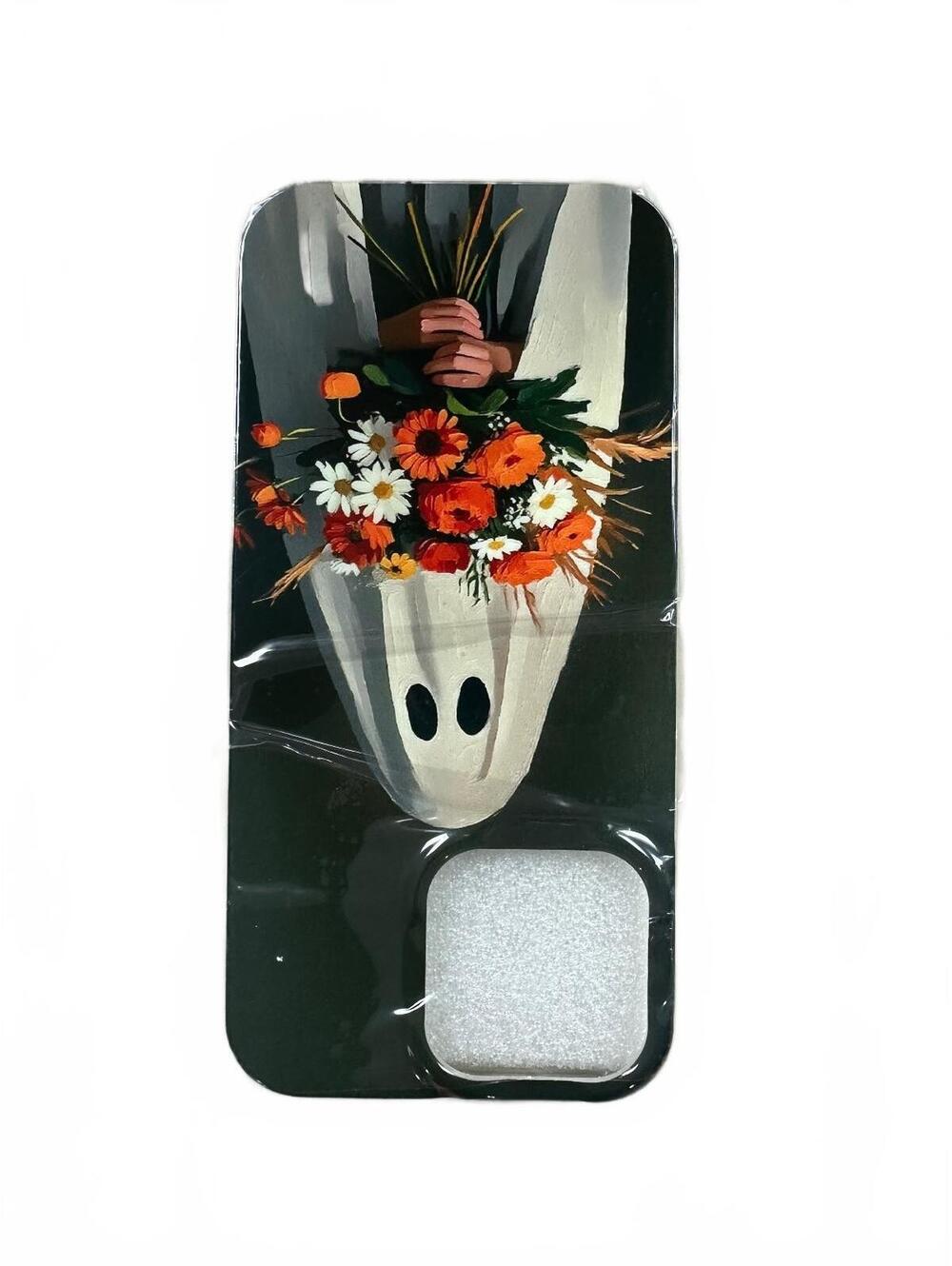 Iphone 14 Pro Max Artistic Ghost and Flowers Design